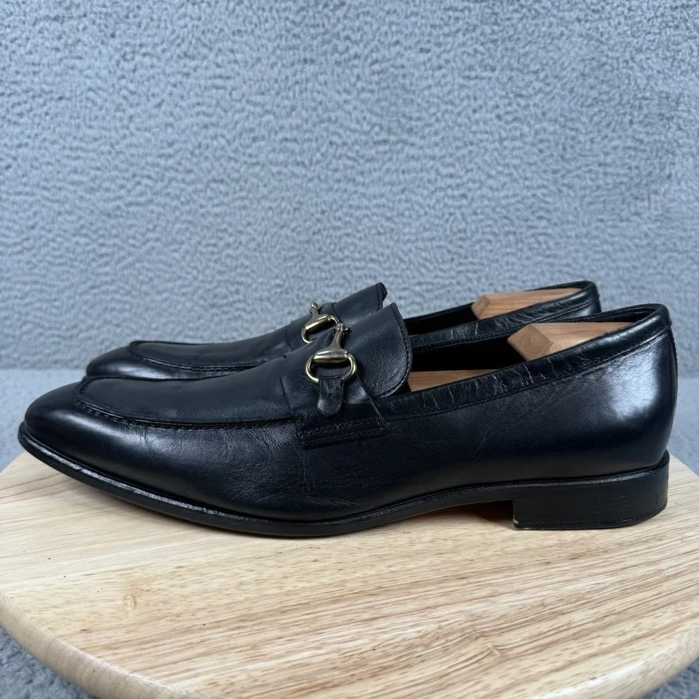 Massimo Matteo Shoes Mens Size 12 M Black Leather Horsebit Loafer‎ Italy Preppy